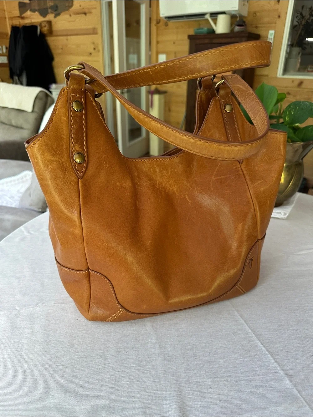 Frye Cognac Leather Hobo Shoulder Bag